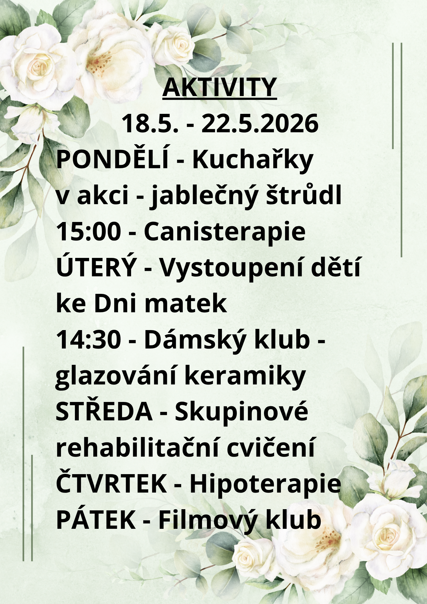 Aktivity 18. 5. – 22. 5. 2026
